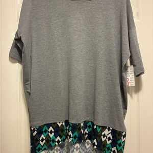 LuLaRoe Gray Irma with geometric underlay NWT Size S